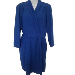 Wilfred ARITZIA FAUX SIDE WRAP COBALT BLUE MINI DRESS LONG SLEEVES SIZE 4